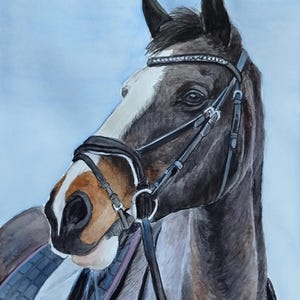 Retrato de caballo en acuarela personalizado: arte conmemorativo original para mascotas