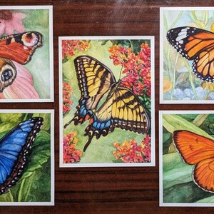 Set von 5 handgefertigte Postkarten Set 5 Karten Wandkunst Original Aquarell Kleine Malerei, 5 x 7 in Lebhafte Schmetterling Wildtier Kunst Insektenliebhaber Geschenk