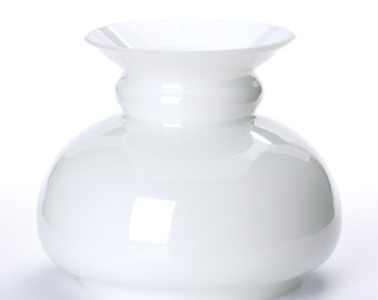 Pantalla Vesta para lámpara (Ø 185 mm, fondo 150 mm), altura 125 mm, pantalla de cristal, pantalla de cristal para lámparas de queroseno, farolillos de cristal opalino, blanco