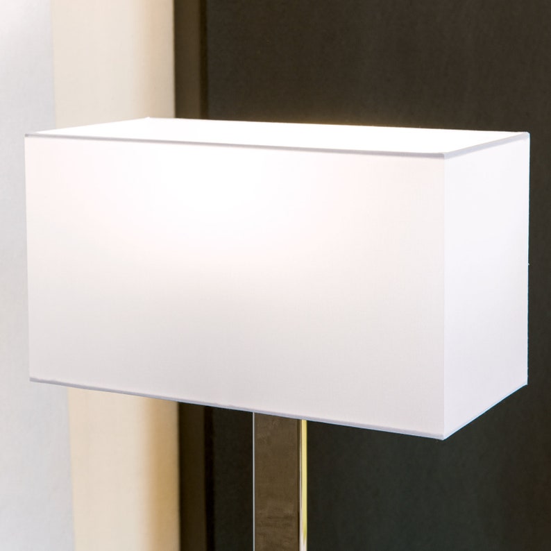 Stoffen lampenkap, 32 x 16 x 18 cm, voor E27 vierkante fitting, vervangingskap voor vloerlamp, tafellamp, rechthoekig, wit afbeelding 1