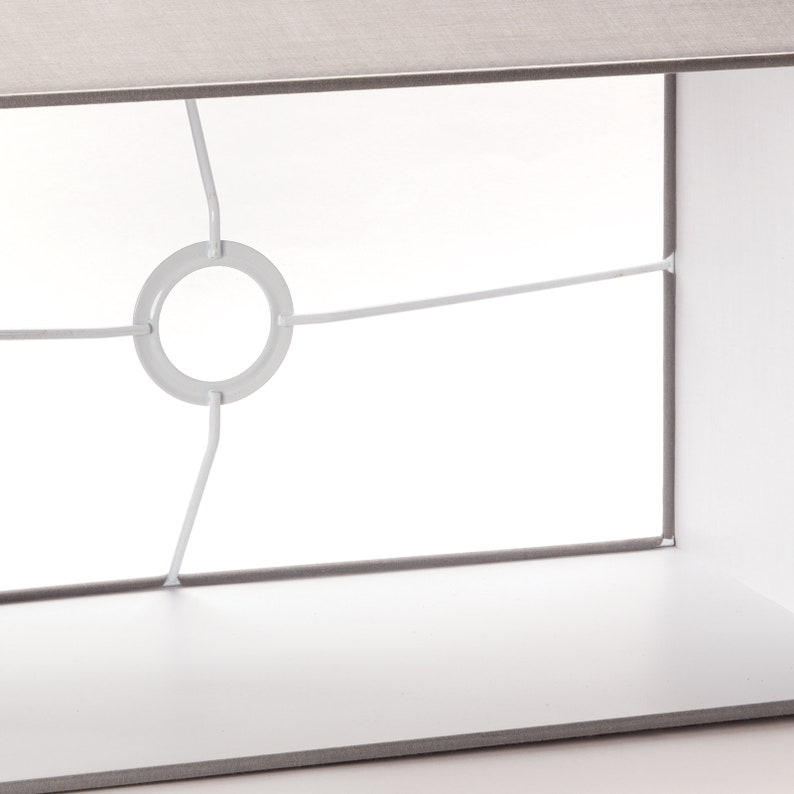 Stoffen lampenkap, 40 x 22 x 24 cm, voor E27 vierkante fitting, vervangingskap voor vloerlamp, tafellamp, rechthoekig, grijs afbeelding 2