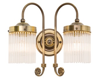 Art Nouveau wandlamp gepatineerd messing staven antieke lamp Art Deco