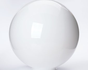 Lampenschirm aus Glas (Ø 250 mm), Griffrand, Kragenrand 100 mm, Glaskugel, Opal, Weiß glänzend