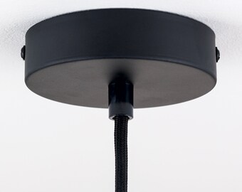 Copertura rosone (Ø 100 mm), altezza 24 mm, rosone da soffitto per lampada a sospensione, metallo, nero