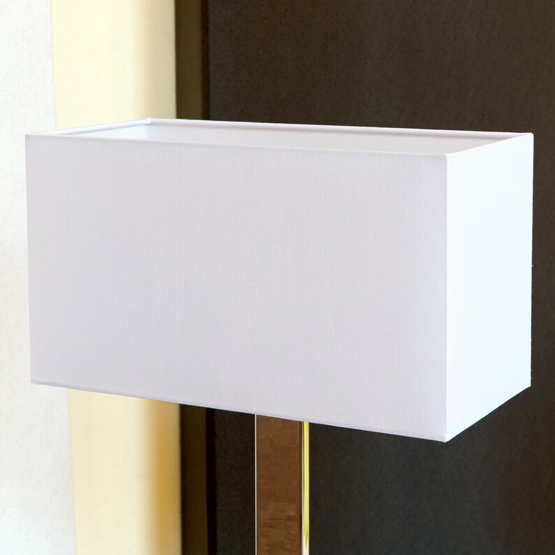 Abat-jour en tissu 32 x 16 x 18 cm pour douille carrée E27, abat-jour de rechange pour lampadaire, lampe de table, rectangulaire, blanc image 3