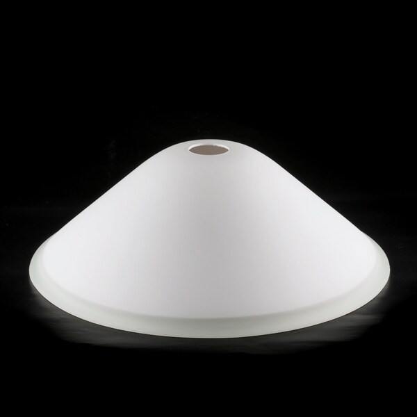 Glass lampshade (Ø 380 mm), opening for E27 socket, 130 mm high, glass cone, matt, white