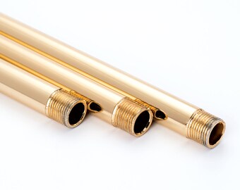 Tubo a sospensione in ottone 10 - 130 cm, con 2 filetti M10 x 1, tubo filettato, prolunga (10 cm) per tubo della lampada, ottone