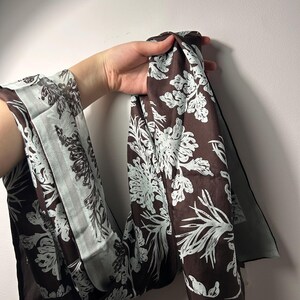 Vintage silk scarf black and light green color. Neckerchief print of flowers. Perfect condition. Bright color. Gorgeous women’s neck scarf