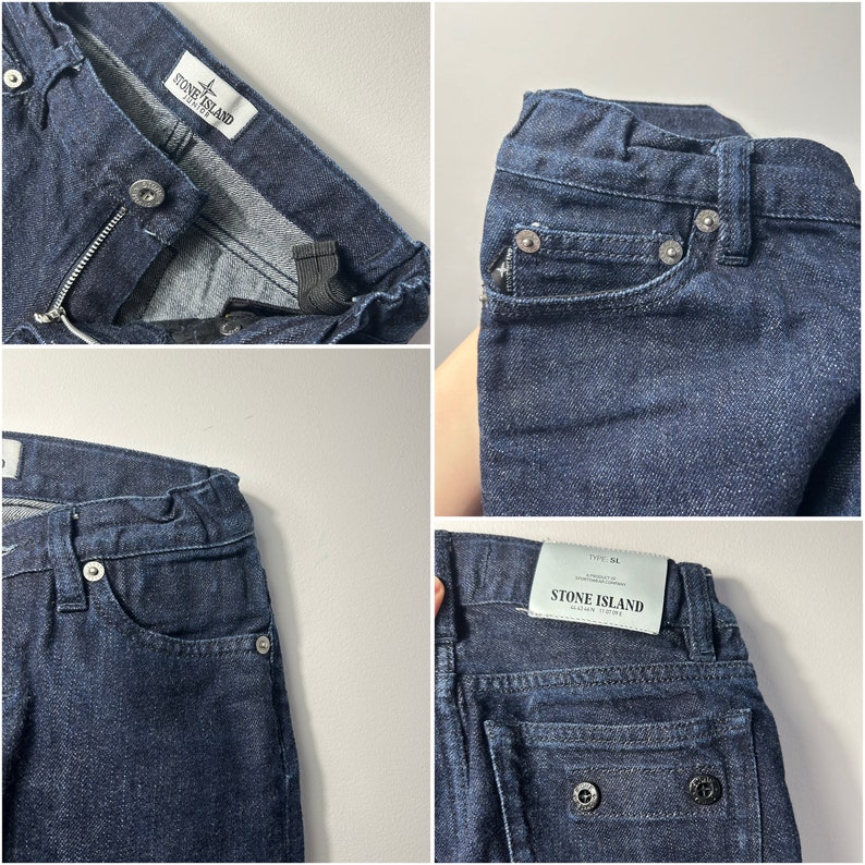 Vintage dark blue, straight leg, junior jeans Stone Island.Original rise, for all seasons, zipper and button fastening,elastic band at waist image 7