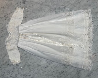 Exquisite Venetian Lace Hand Embroidered Christening Gown with Bonnet