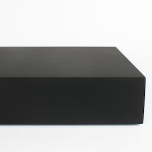Matte black wooden stand for home decoration – Handcrafted Decorative base for displaying collectibles and figurines. Size 15x15x3 cm.
