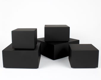 Matowa czarna podstawa z płyty MDF do miniatur i dekoracji – Kwadratowa drewniana podstawa 6x6cm – Wysokość 4cm