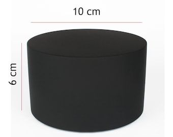 Stojak z płyty MDF w kolorze ultra matowym czarnym – okrągły cokół z drewna do ekspozycji, średnica 10 cm, wysokość 6 cm