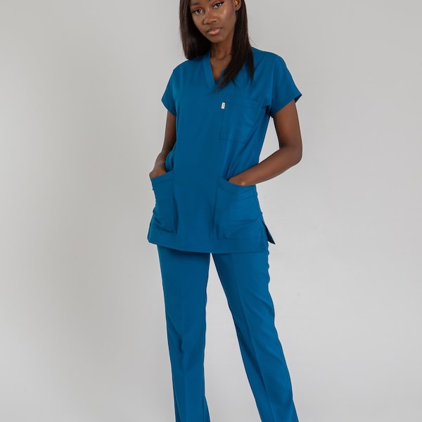 Ensemble de gommage à col en V pour femmes : uniforme d'infirmière, tenue médicale, robe de gommage