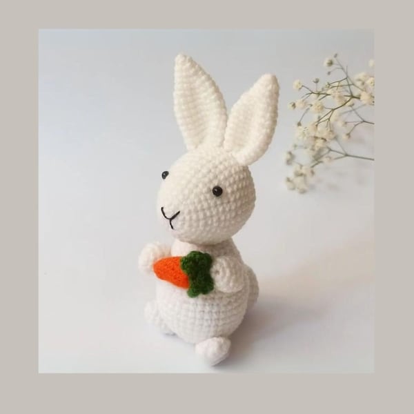 Crochet Bunny Amigurumi, Easter Bunny , Bunny with Carrot, Crochet Pattern, English, PDF, No Sew