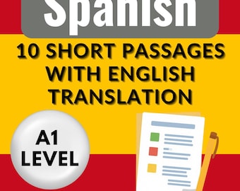 Spaans-Engels e-book met parallelle tekst: 10 korte passages/verhalen voor beginners op A1-niveau met woordenschat