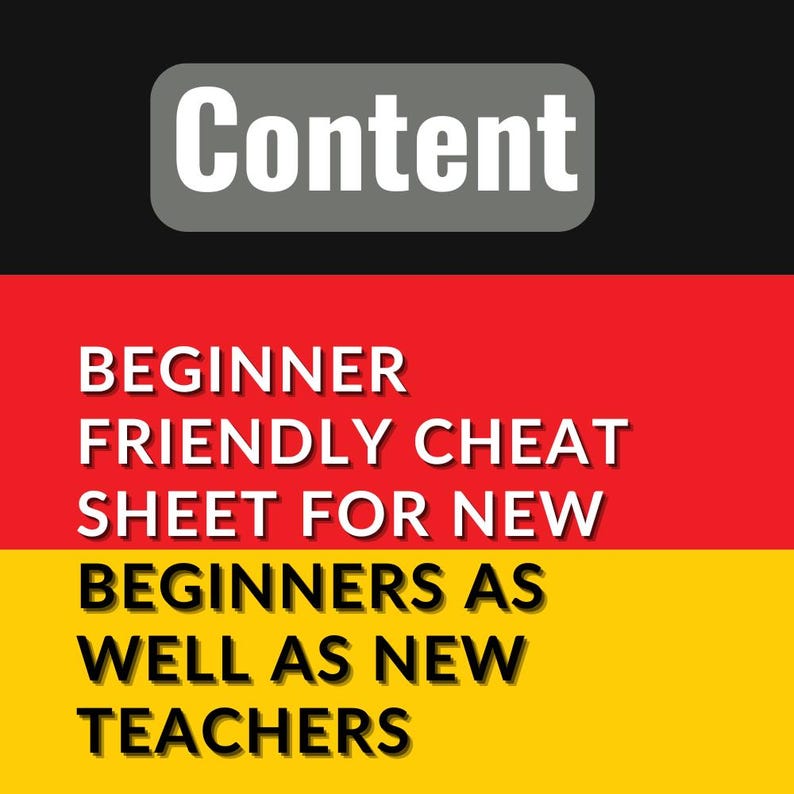 Printable German Grammar Cheat Sheet A1 | Instant Download PDF ...
