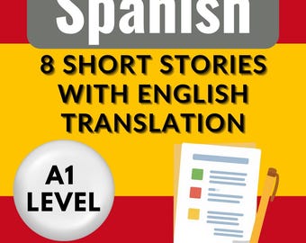 A1 pdf-bestand met Spaanse verhalen voor beginners met Engelse vertaling en woordenschat plus werkblad voor het leren van de kleuterklas