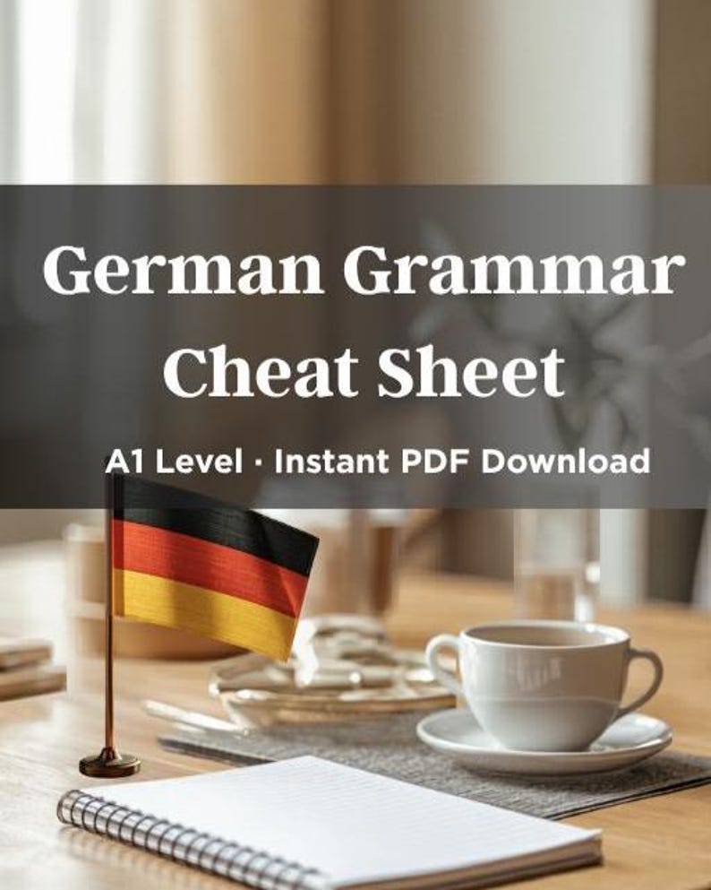Printable German Grammar Cheat Sheet A1 | Instant Download PDF