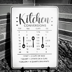 Kitchen Conversion Chart | Kitchen Measurements Chart with Stand | 3D Printed Kitchen Conversion Chart | Kitchen Gifts | Kitchen Accessories