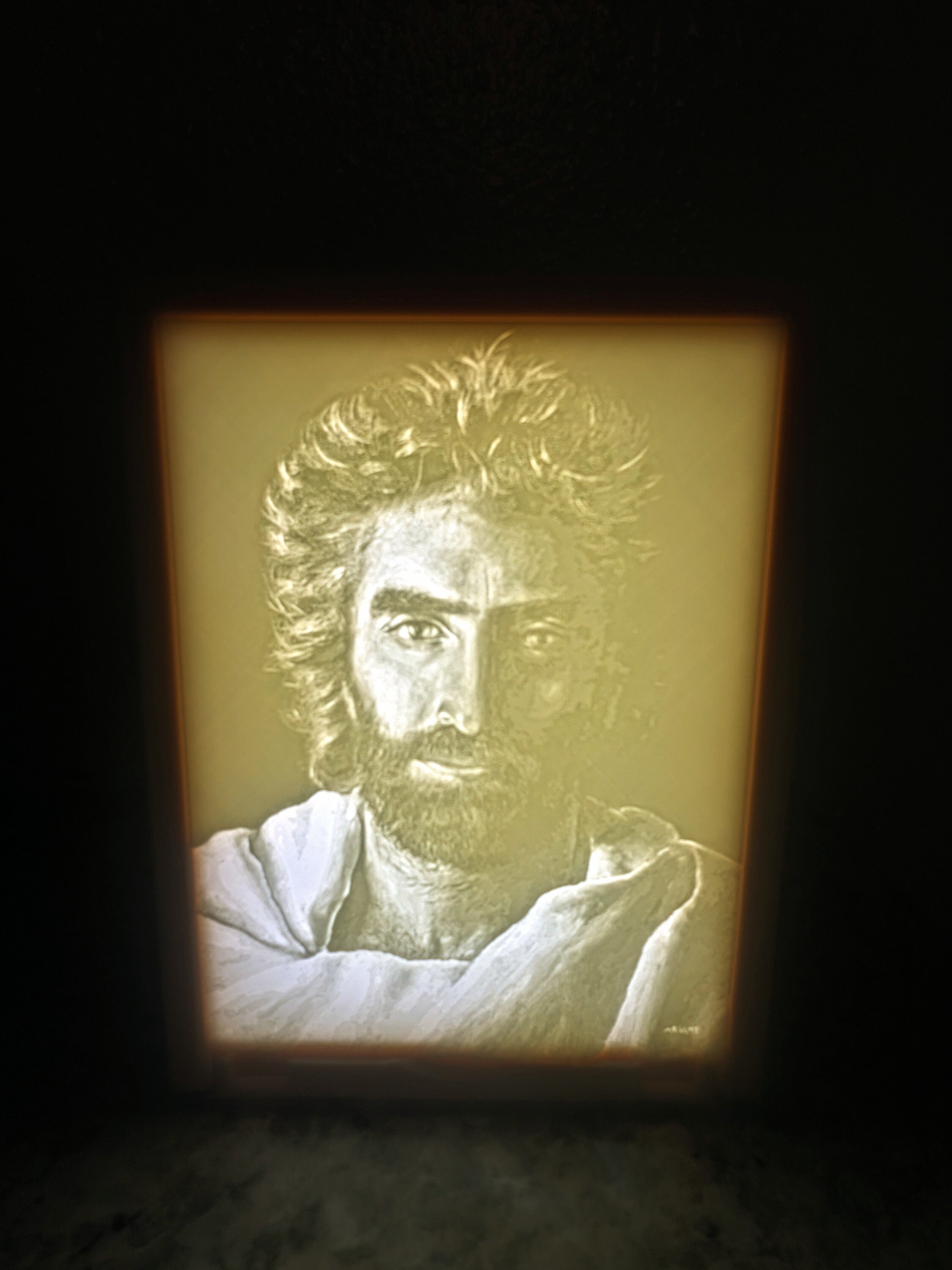 Prince of Peace Lithophane With LED Backlight and Frame Jesus