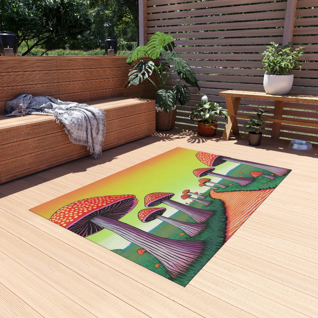 Surreal Mushroom Path Outdoor Rug - Etsy