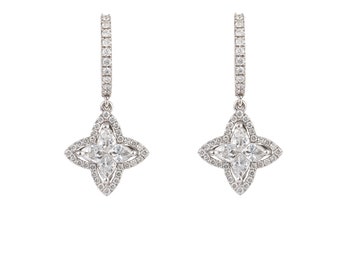 60% OFF Super Special Liquidation!! 10,500 Rare Magnificent 18KT White Diamond Snowflake Star Dangle Earrings