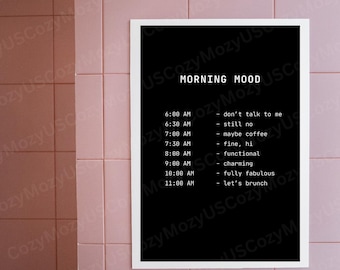 Morning Mood Printable Wall Art | Daily Routine Poster | Minimalist Art | Digital Download