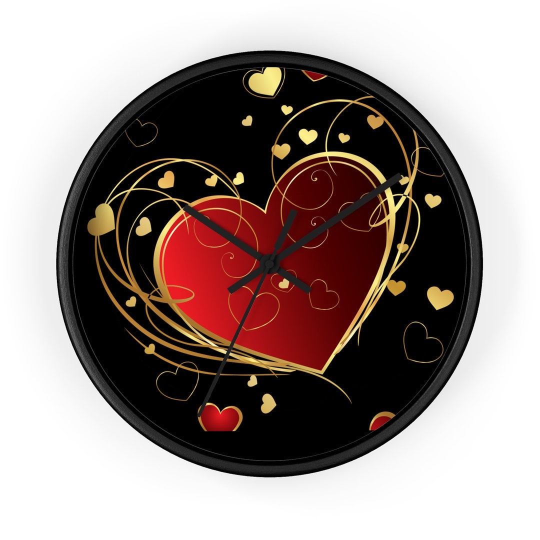 Wall Clock,valentines Day Red Heart Clock,red Heart Clock,valentines