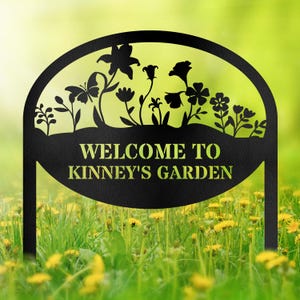 Custom Metal Garden Decor, Metal Flower Art Garden Sign, Flower Design, Personalized Garden Sign, Custom Garden Name Sign, Home Gift