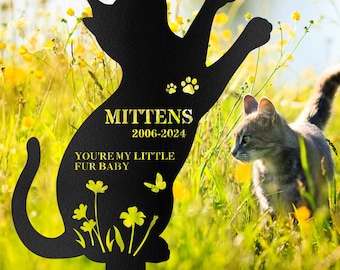 Custom Cat Memorial Stake: Personalized Metal Garden Sign, Pet Loss Gift