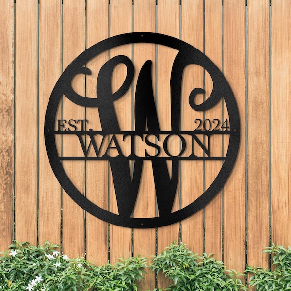 Personalized Metal Family Name Sign: Monogram Wall Decor