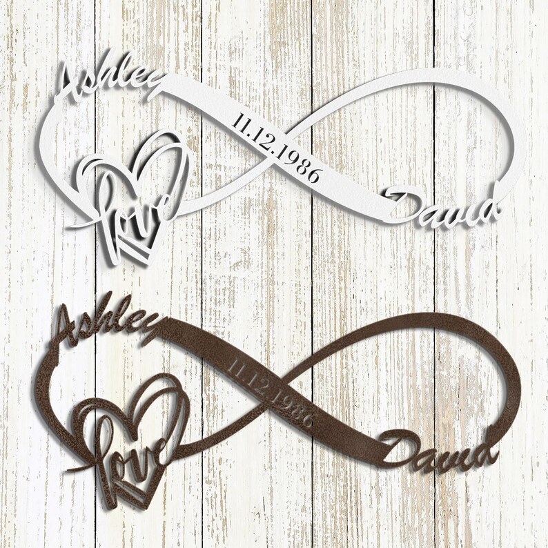 Personalized Infinity Metal Name Sign, Custom Wedding Date Wall Art - Etsy