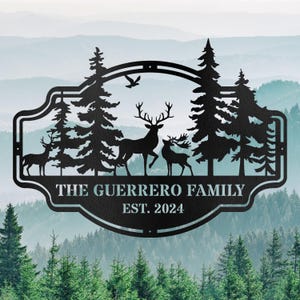 Letreros metálicos personalizados, letrero de granjero, arte mural metálico con ciervos y bosque, letrero de granja personalizado, decoración de granja, regalo de granjero