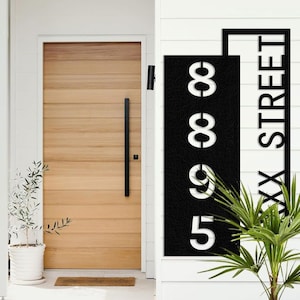 Mid Century Modern Metal House Number Sign: Personalized Address