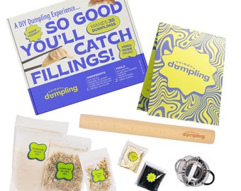 Pan Fried DIY Dumpling Making Kit - A Perfect Gift for Food Lovers and Home Cooks | Ingredients Included with Crimper and Rolling Pin
