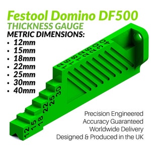 Festool Domino DF500 - Metric Fence Height Thickness Gauge (12mm, 15mm, 18mm, 22mm, 25mm, 30mm, 40mm) UK/EU Standard Sizes