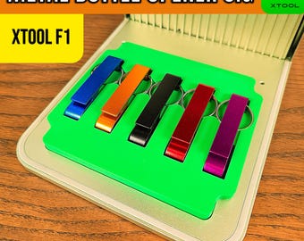 xTool F1 Jig: Aluminum Bottle Opener Keyring Engraving (65mm x 12mm)
