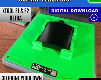 xTool F1/F2 Ultra 6oz Hip Flask Jig: Laser Engraving STL File (Digital Download)