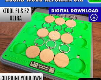 xTool F1/F2 Ultra: 40mm Wooden Keychain Jig STL File (Digital Download)
