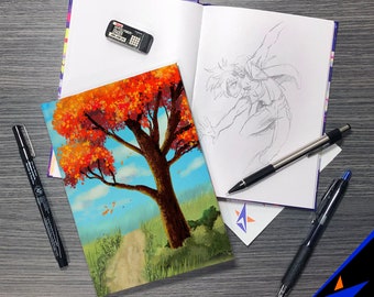 Fall Artist Sketch Pad | Blank Writing Pater Drawing Sketchbook, Artists Gifts, Pop Art Notebook, Doodle Portfolio & Sticker Crafts #SK0002
