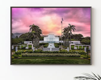 Laie Oahu Hawaii Temple Photograph, Fine Art Print
