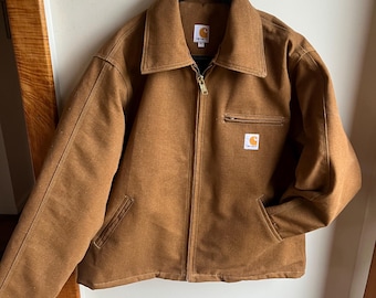 Vintage 1990s CARHARTT Navy Blue Canvas Work JACKET Coat Size