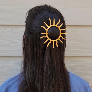 Gold-Tone Decorative Hair Barrette with Sunburst Motif Sun Burst Hair Pin - Etsy main image 3