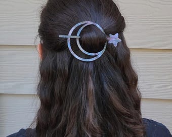 Moon and Star Decorative Hair Pin