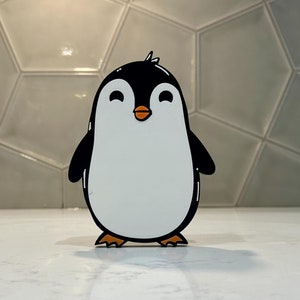 Cute Penguin Figurine | 3D Printed Cartoon-style Tabletop Decor | Penguin Sculpture for Home or Office