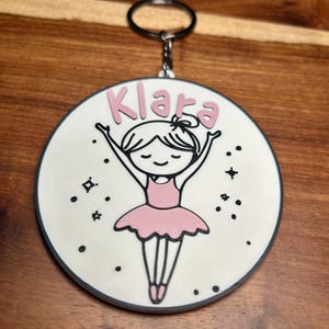 Personalized Ballerina Name Keychain | Cute Cartoon-style Ballerina Figurine | 3D Printed Custom Gift | Unique Dance Keyring