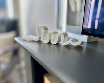 Unique Ribbon Sculpture | 3D Printed Tabletop Decor | Modern Shelf Ornament | Contemporary Home Accent