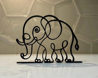 3Dプリント象の彫刻：モダンなラインアートのテーブルデコレーション