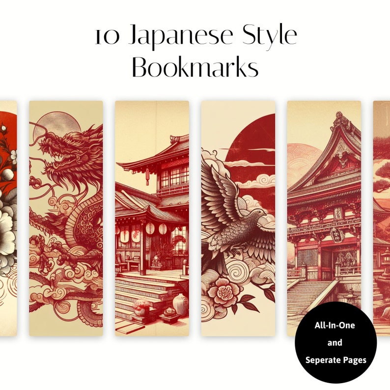 Printable Japanese Style Bookmarks 2'' X 6'' Bookmark Design the Year ...